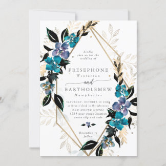 Blue blauwgroen Floral Wedding Bouquet Kaart