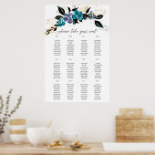 Blue blauwgroen Floral Wedding Bouquet Poster (Keuken)