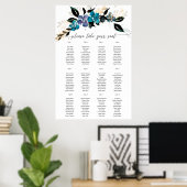 Blue blauwgroen Floral Wedding Bouquet Poster (Thuiskantoor)