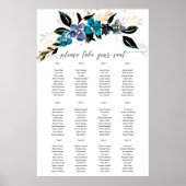 Blue blauwgroen Floral Wedding Bouquet Poster (Voorkant)