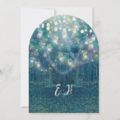 Blue Blauwgroen Garland of Fairy Lights Forest Wed Kaart (Achterkant)