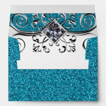 Blue Blauwgroen Glitter en Silver Bling