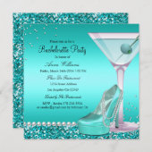 Blue Blauwgroen Glitter Pearl Bachelorette Party I Kaart (Voorkant / Achterkant)