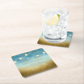 Blue Blauwgroen Gold String LIghts Mason Jars Wedd Kartonnen Onderzetters (Insitu)