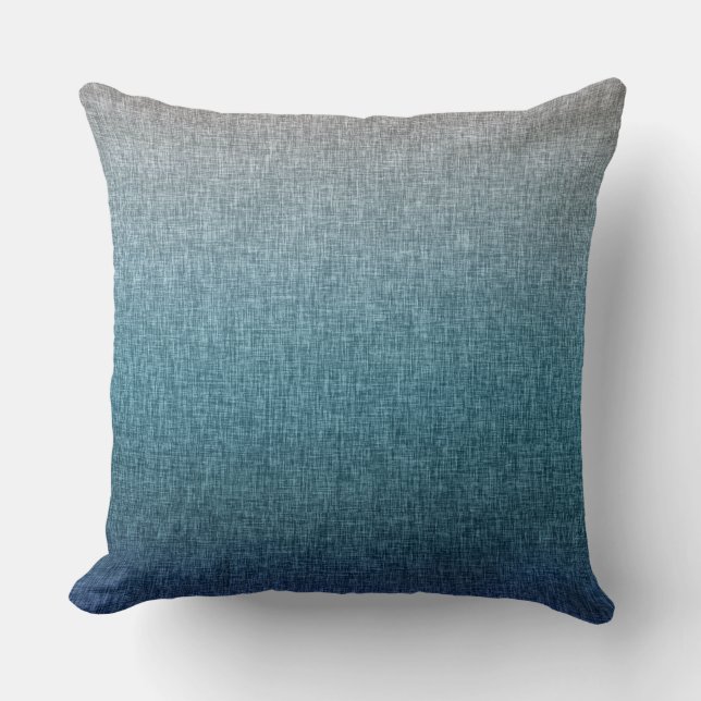 Blue Blauwgroen Grey Crosshatch Pattern Abstract O Kussen (Voorkant)
