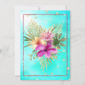 Blue Blauwgroen Hibiscus Paars Pink Birthday Party Kaart (Achterkant)