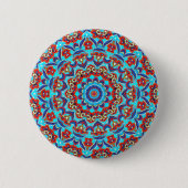 Blue Blauwgroen Leaf Floral Mandala Boho Ronde Button 5,7 Cm (Voorkant)