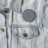 Blue Blauwgroen Leaf Floral Mandala Boho Ronde Button 5,7 Cm (In situ)