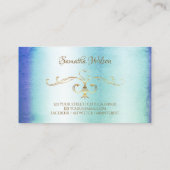 Blue Blauwgroen Marble Gold Corners Ornamental Visitekaartje (Achterkant)