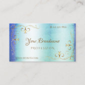 Blue Blauwgroen Marble Gold Corners Ornamental Visitekaartje (Voorkant)