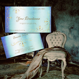 Blue Blauwgroen Marble Gold  Corners Ornamental Visitekaartje