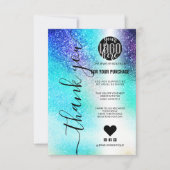 Blue Blauwgroen Nebula Galaxy Glitter Order Hartel Bedankkaart (Voorkant)