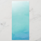 Blue & Blauwgroen Ombre Waterverf Wedding Menu Kaa (Achterkant)