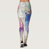 Blue Blauwgroen Paars Gold Galaxy Star Glitter Ele Leggings (Achterkant)