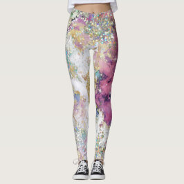 Blue Blauwgroen Paars Gold Galaxy Star Glitter Ele Leggings