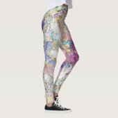 Blue Blauwgroen Paars Gold Galaxy Star Glitter Ele Leggings (Rechts)