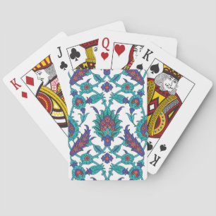 Blue Blauwgroen Red White Oriental Floral Pattern Pokerkaarten