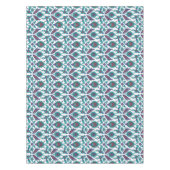 Blue Blauwgroen Red White Oriental Floral Pattern Tafelkleed (Voorkant)