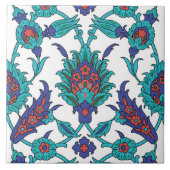 Blue Blauwgroen Red White Oriental Floral Pattern Tegeltje (Voorkant)