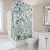 Blue Blauwgroen Sakura Fine  Japans Floral Douchegordijn (In situ)