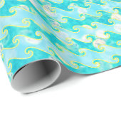Blue Blauwgroen Sparkle Ocean Mermaid Waves Patroo Cadeaupapier (Rol Hoek)