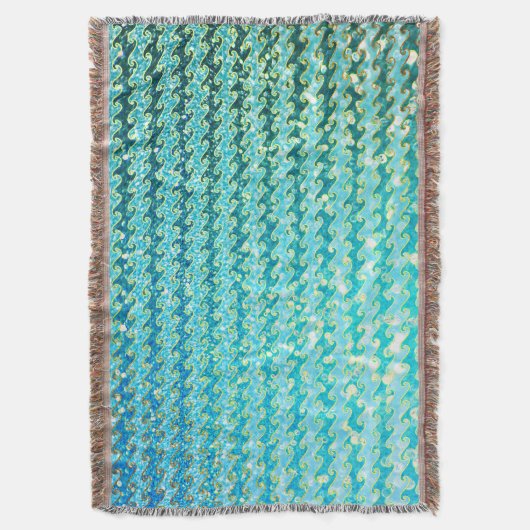 Blue Blauwgroen Sparkle Ocean Mermaid Waves Patroo Deken (Voorkant Verticaal)