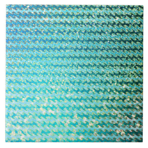 Blue Blauwgroen Sparkle Ocean Mermaid Waves Patroo Tegeltje