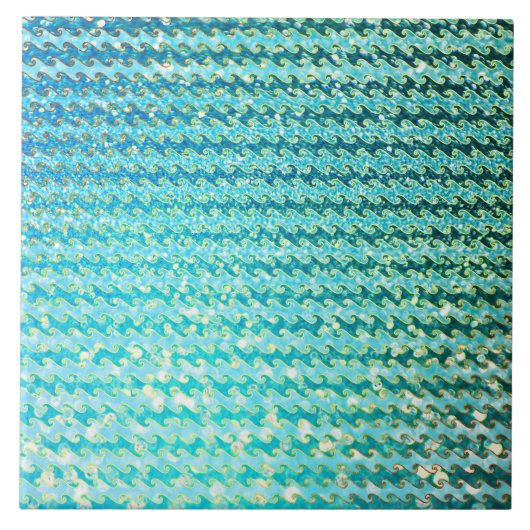 Blue Blauwgroen Sparkle Ocean Mermaid Waves Patroo Tegeltje (Voorkant)