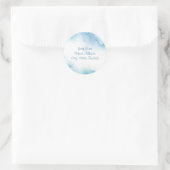 "Blue Blauwgroen Waterverf Abstract Lijst" Etikett Ronde Sticker (Tas)