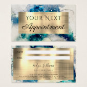 Blue Blauwgroen Waterverf Appointment Card Visitekaartje (Voorkant /achterkant)