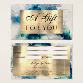 Blue Blauwgroen Waterverf en Gold Foil Gift Kaart (Voorkant /achterkant)