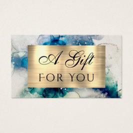 Blue Blauwgroen Waterverf en Gold Foil Gift Kaart