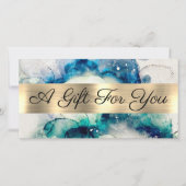 Blue Blauwgroen Waterverf Gold Foil Cadeaubon (Voorkant)