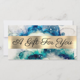 Blue Blauwgroen Waterverf Gold Foil Cadeaubon