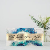 Blue Blauwgroen Waterverf Gold Foil Cadeaubon (Staand voorkant)