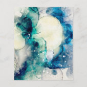 Blue Blauwgroen Waterverf Gold Foil Flyer (Achterkant)