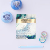 Blue Blauwgroen Waterverf Gold Foil Flyer (Enkel)
