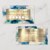 Blue Blauwgroen Waterverf Loyalty Kaart Visitekaartje (Voorkant / Achterkant)