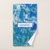 Blue Blauwgroen White Abstract Sweat Towel