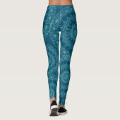 Blue Blauwgroen Yoga Mandala Boho Chic Lace Leggings (Achterkant)