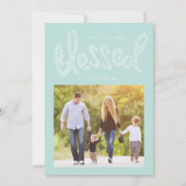 Blue Blessed Kerstmis Religious Custom Photo Feestdagenkaart (Voorkant)