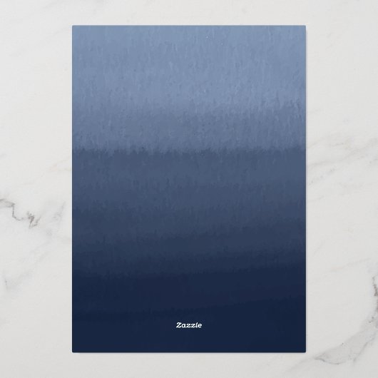 Blue Blessings Baptism Invitation Folie Uitnodiging (Achterkant)