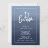 Blue Blessings Baptism Invitation Kaart (Voorkant)