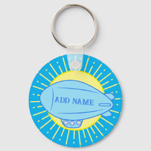 Blue Blimp Ballon Custom Sleutelhanger