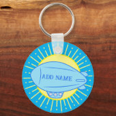 Blue Blimp Ballon Custom Sleutelhanger (Achterkant)