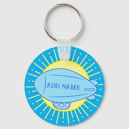 Blue Blimp Ballon Custom Sleutelhanger (Achterkant)