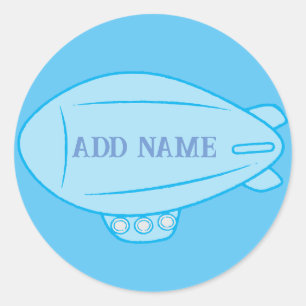 Blue Blimp Balloon in Blue Sky Custom Sticker