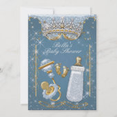 Blue Bling Glitter Baby Shower-uitnodigingen Kaart (Achterkant)