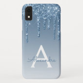 Blue Bling | Luxe Sparkle Glitter Monogram Case-Mate iPhone Case (Achterkant)