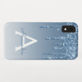 Blue Bling | Luxe Sparkle Glitter Monogram Case-Mate iPhone Case (Achterkant (horizontaal))